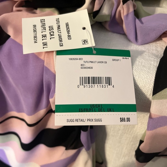 Kasper Tutu tunic geometric sheer sleeves Rare!! SZ: L NWT - Picture 4 of 15